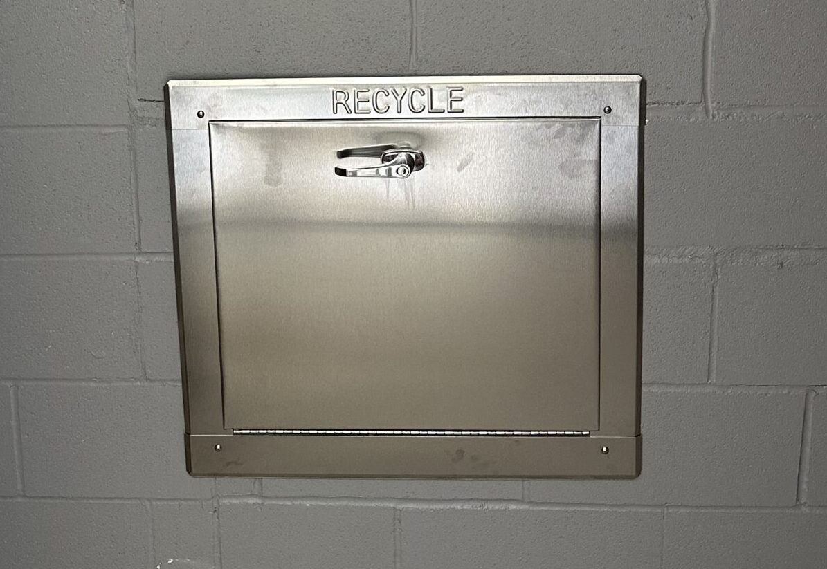 Stainless steel recycling chute door