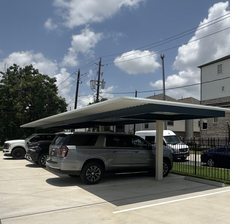 Multi-family carport with sloped roof design