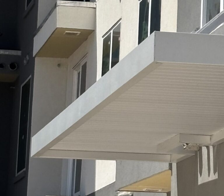 Awning on a commercial building.